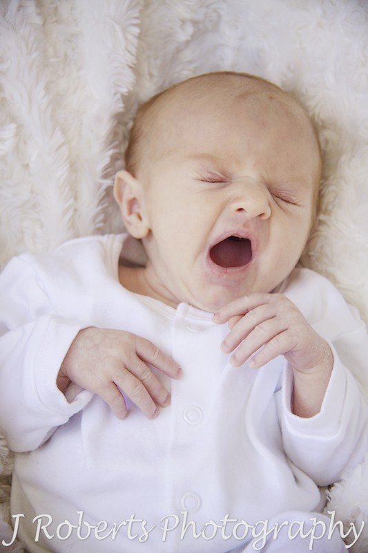 Yawning baby - baby portrait photography sydney